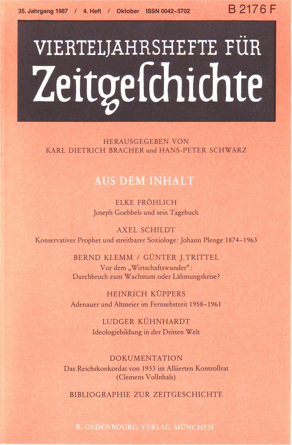 Vierteljahrshefte Für Zeitgeschichte Jahrgang 35(1987) Heft 4