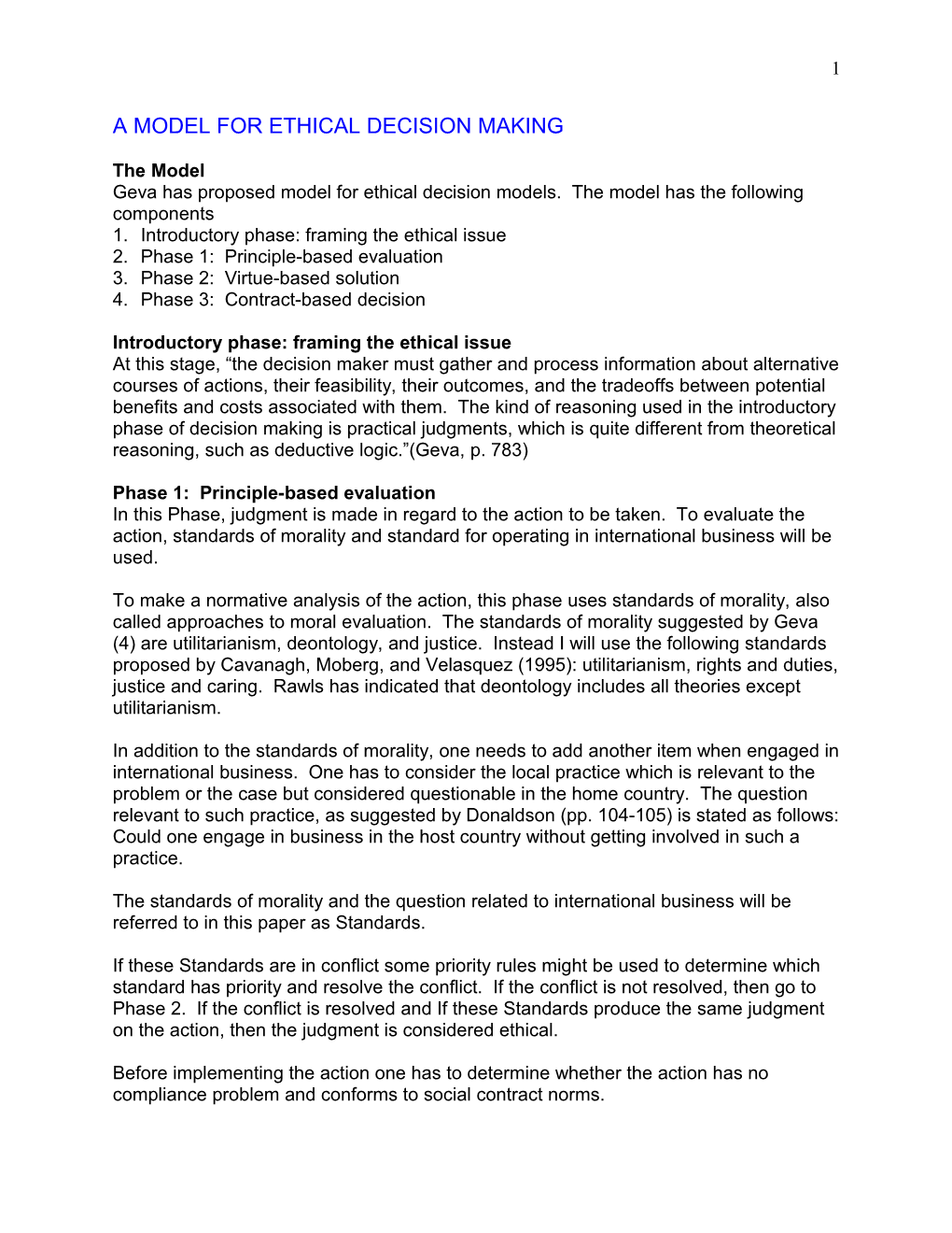 Geva, Aviva, Moral Decision Making In Business: A Phase-Model