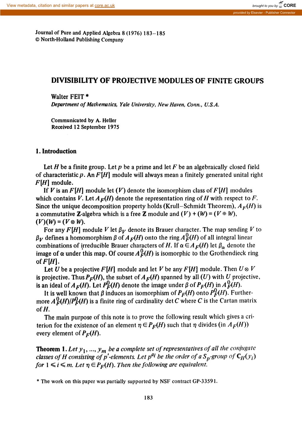 Divisibility of Projective Modules of Finite Groups