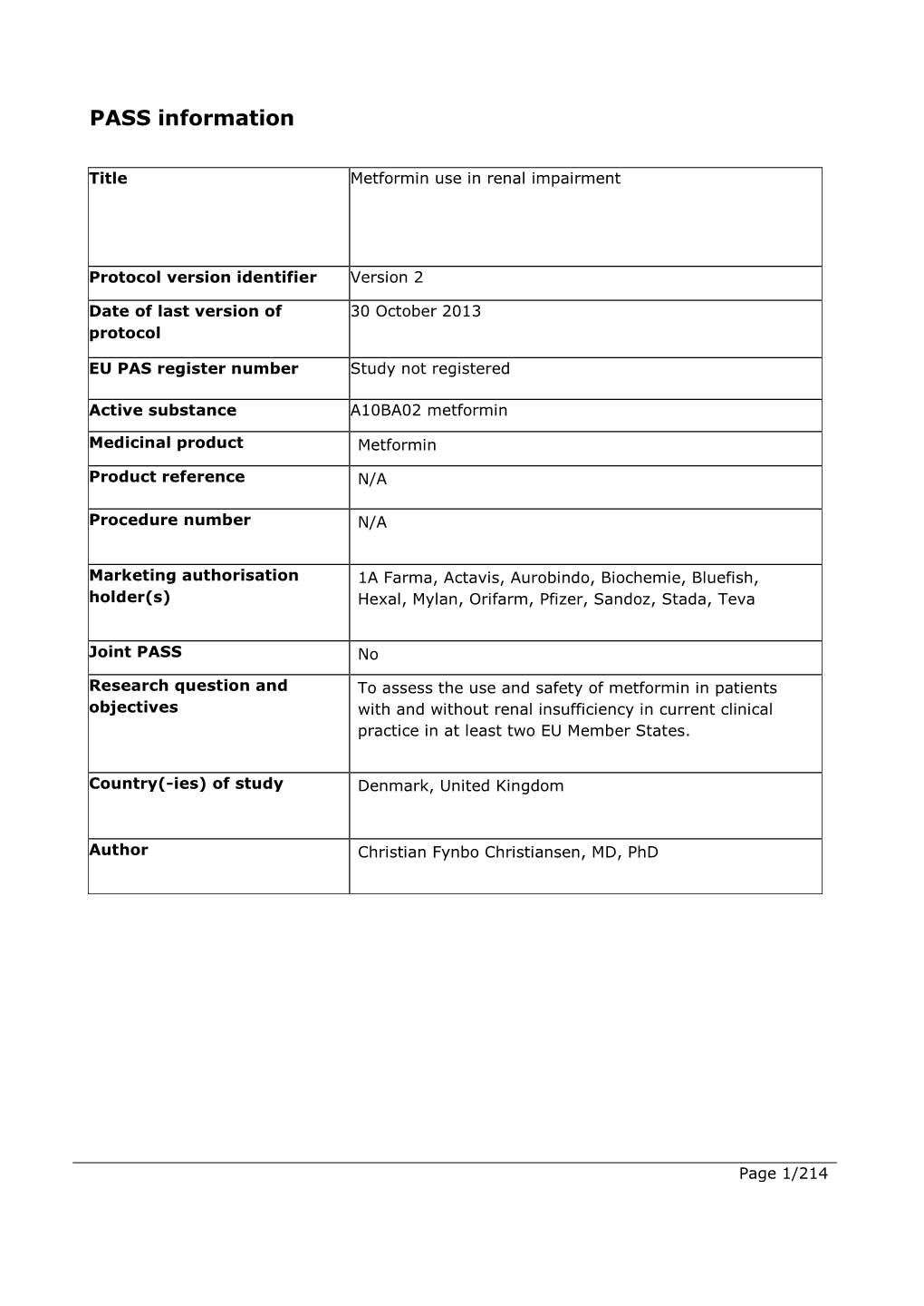 Guidance for the Format and Content of the Protocol of Non-Interventional