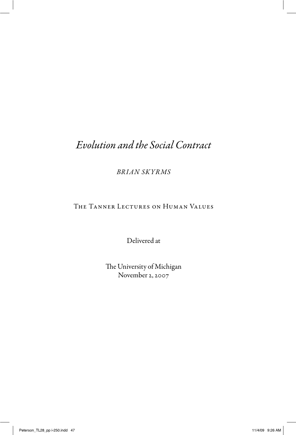 Evolution and the Social Contract