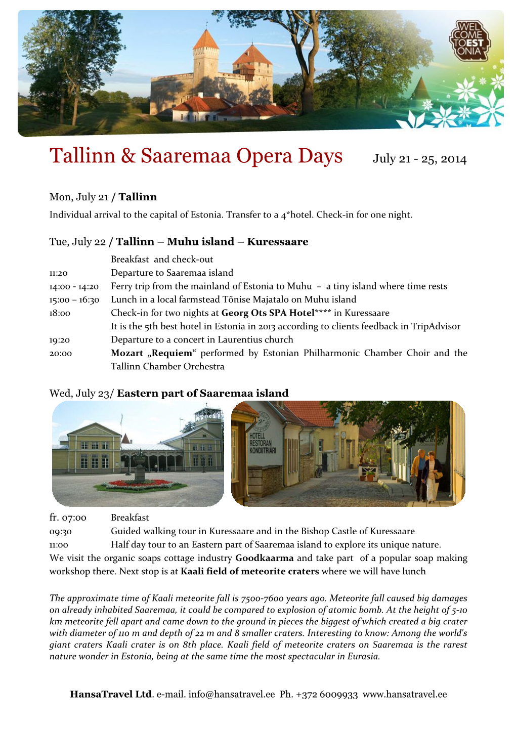 Tallinn & Saaremaa Opera Days