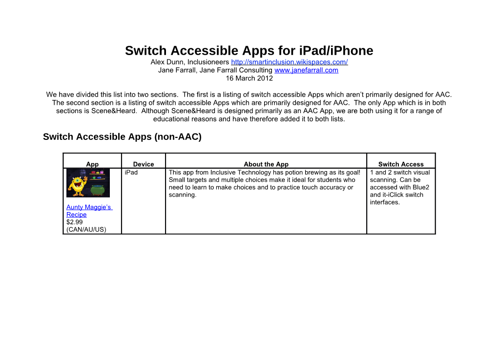 Switch Accessible Apps for Ipad/Iphone