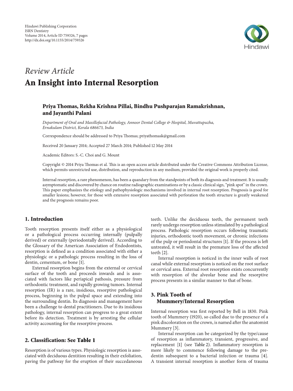 An Insight Into Internal Resorption