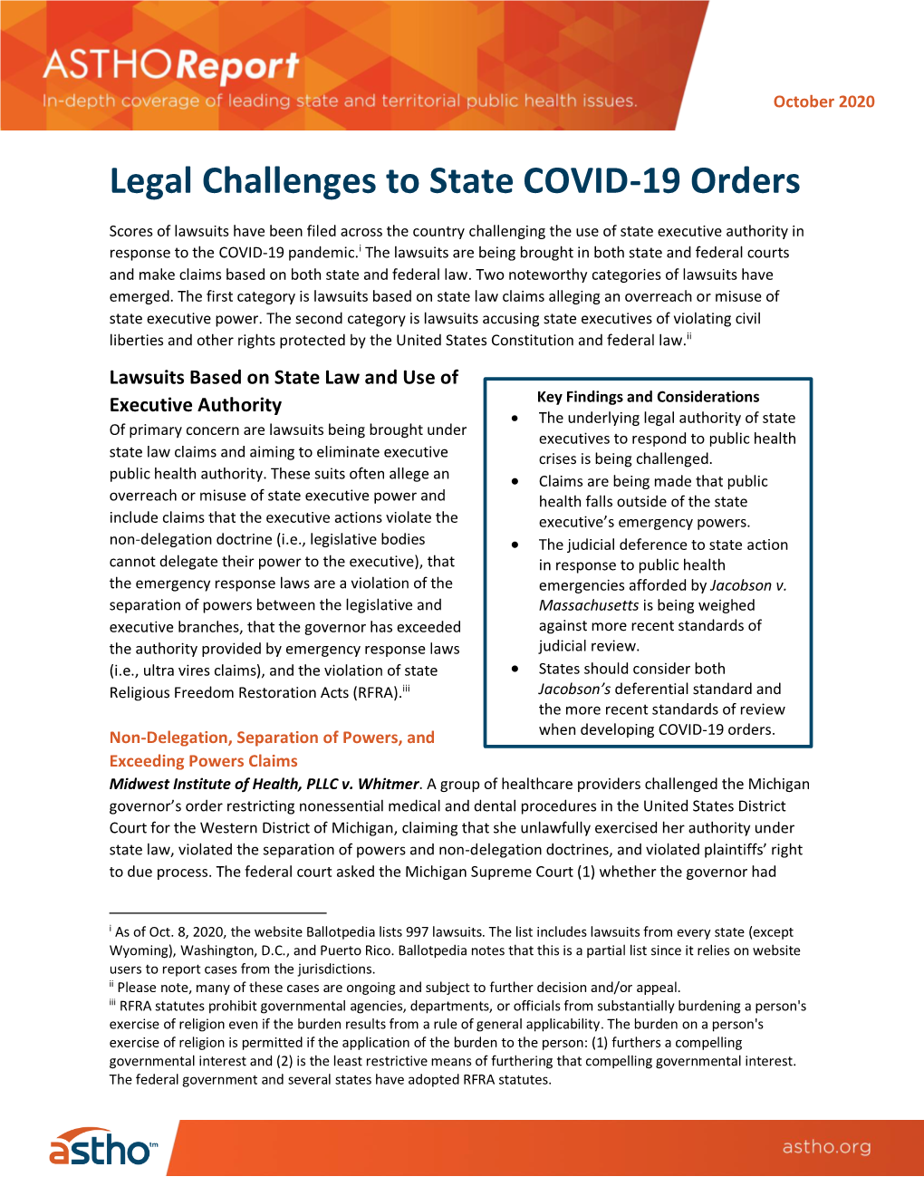 Legal Challenges to State COVID-19 Orders