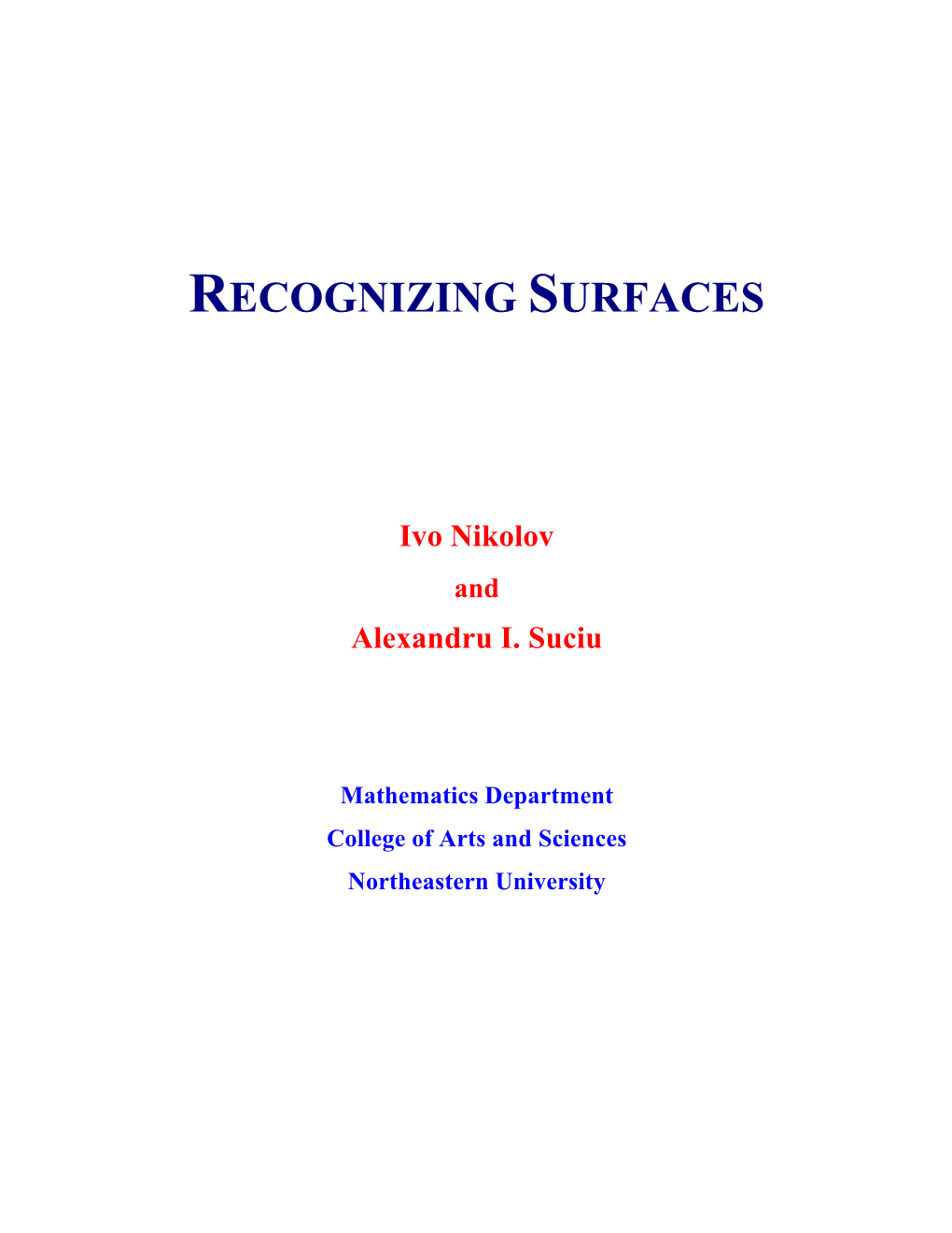 Recognizing Surfaces