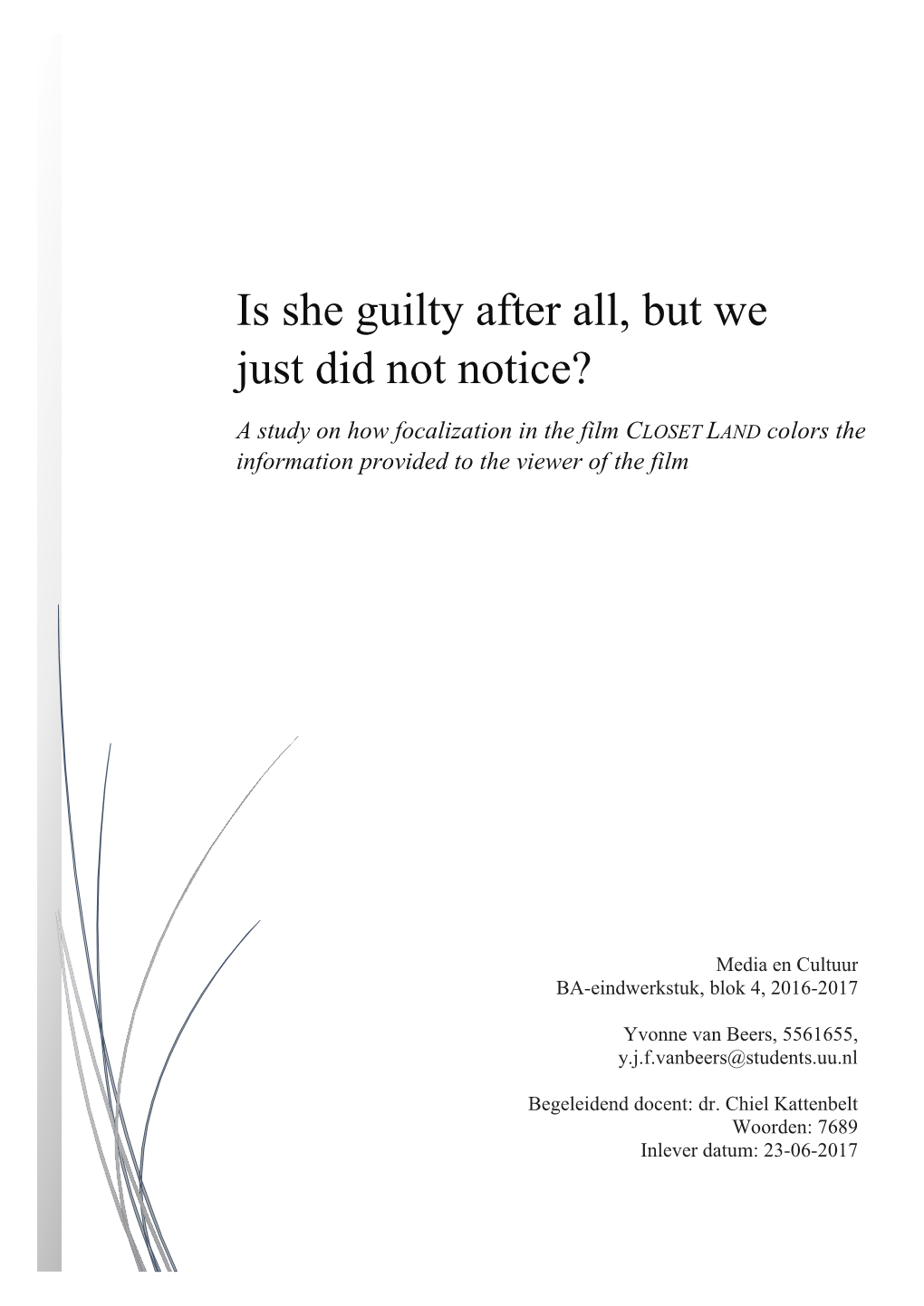 How Information Providing Shapes the Viewers Experience of the Film Closet Land Is She Guilty After All?