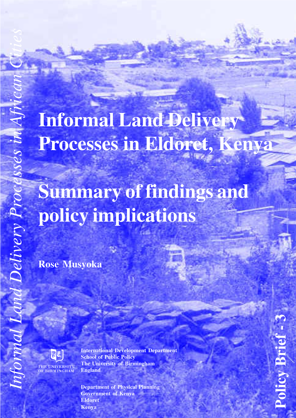 Informal Land Delivery Processes in Eldoret, Kenya