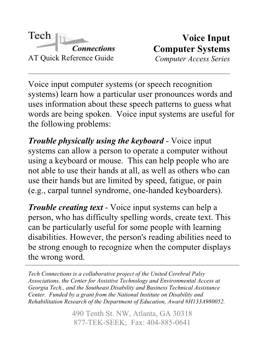 Voice Input Computer Systems