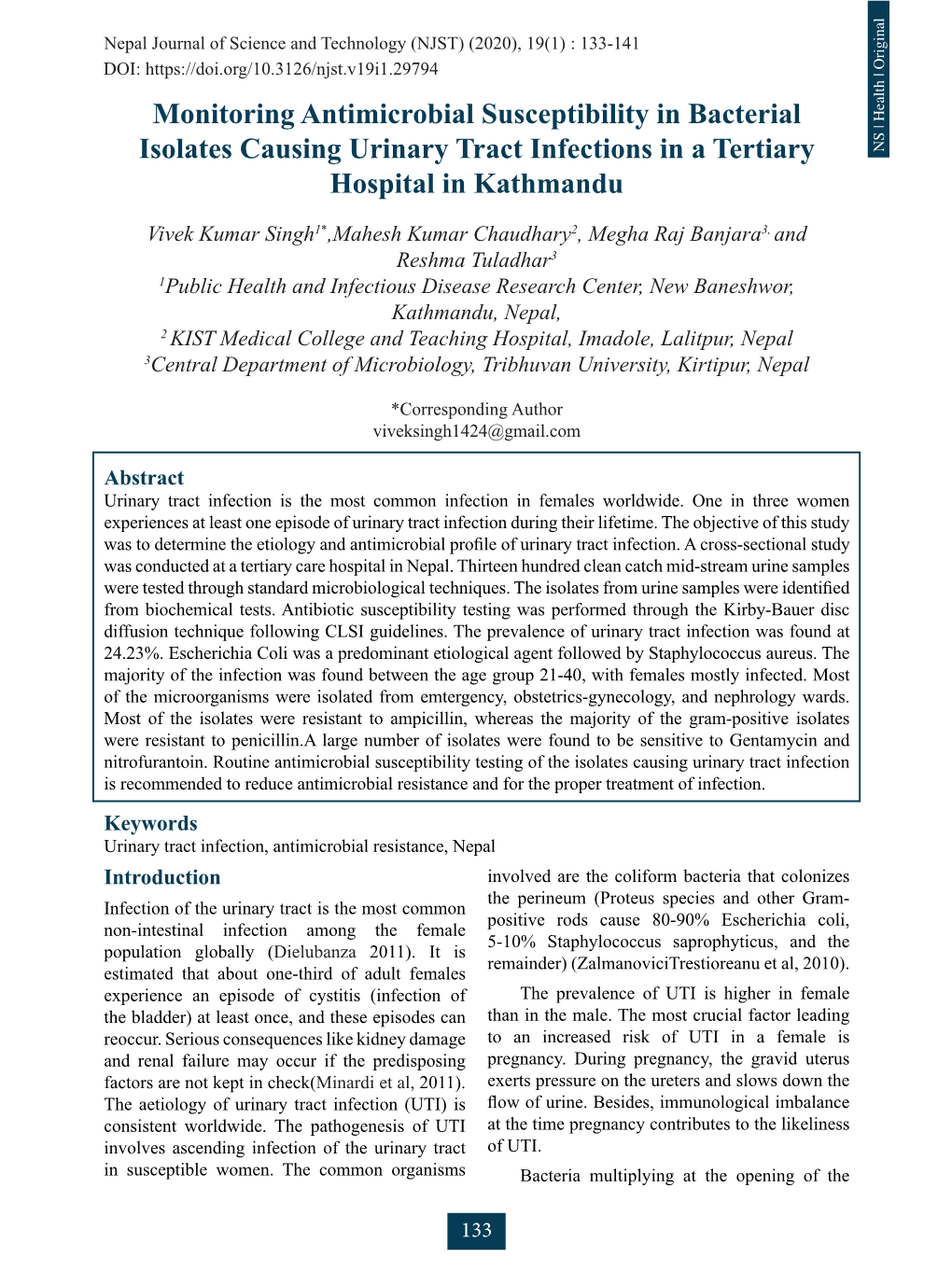 Monitoring Antimicrobial Susceptibility in Bacterial Isolates Causing