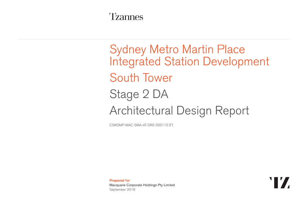 Sydney Metro Martin Place Integrated Station Development South Tower Stage 2 DA Architectural Design Report