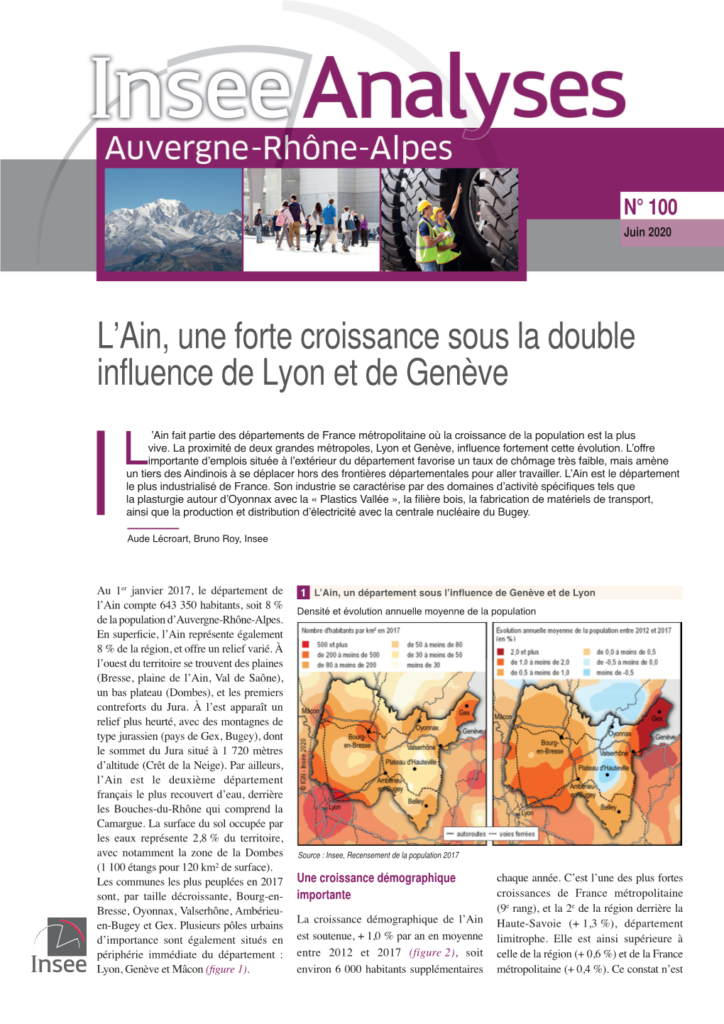 Insee – L'ain, Une Forte Croissance Sous La Double Influence De Lyon Et