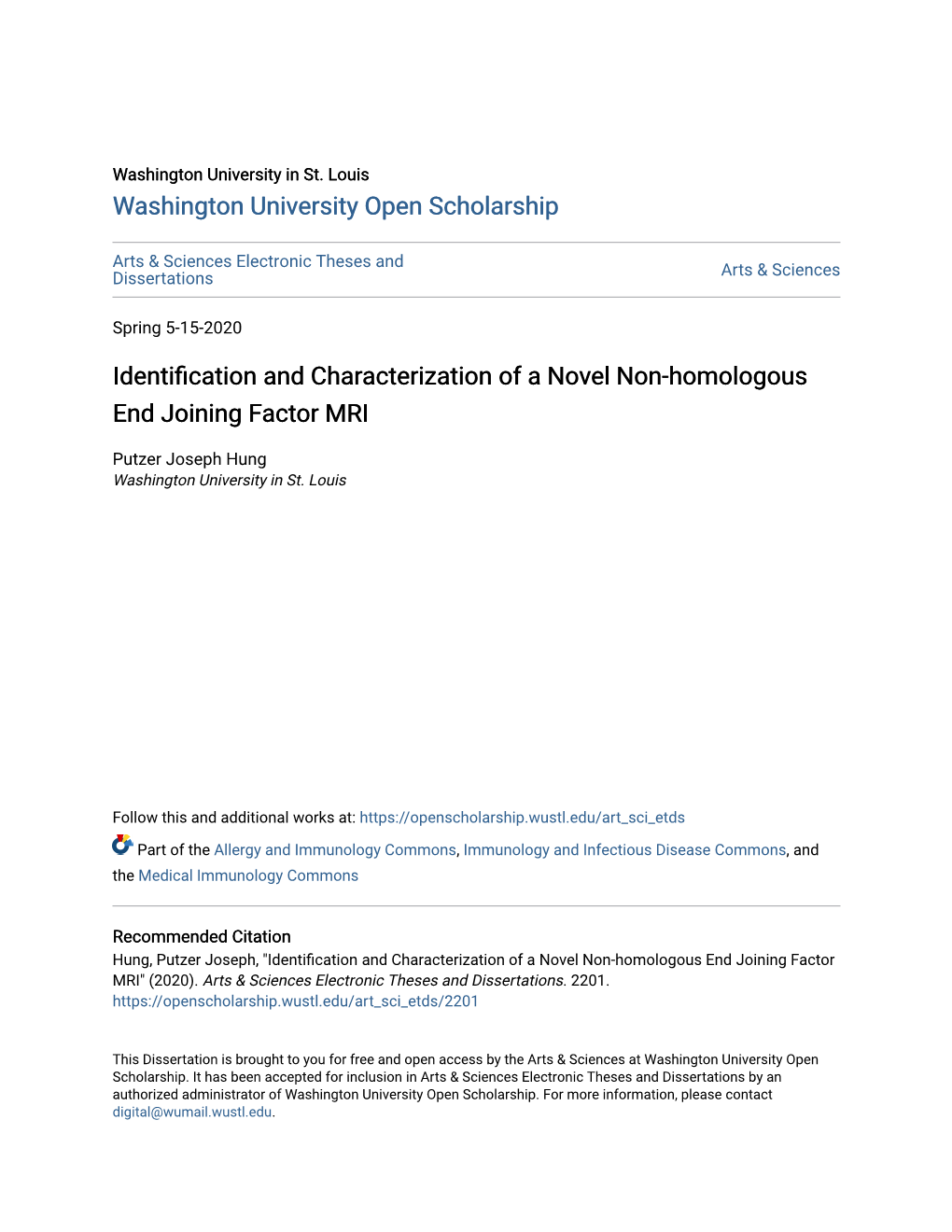 Identification and Characterization of a Novel Non-Homologous End Joining Factor MRI