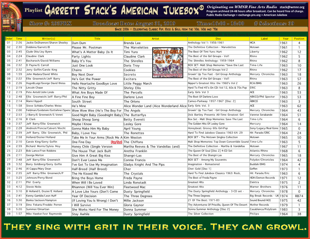 Garrett Stack's American Jukebox®Originating on WMNR Fine Arts