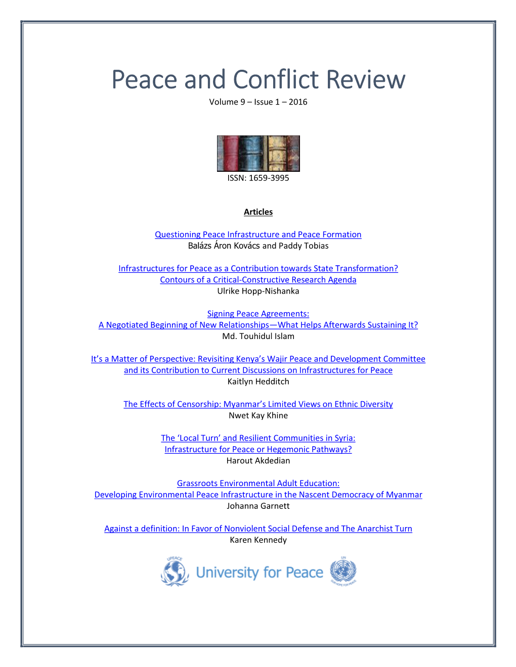 Peace and Conflict Review Volume 9 – Issue 1 – 2016