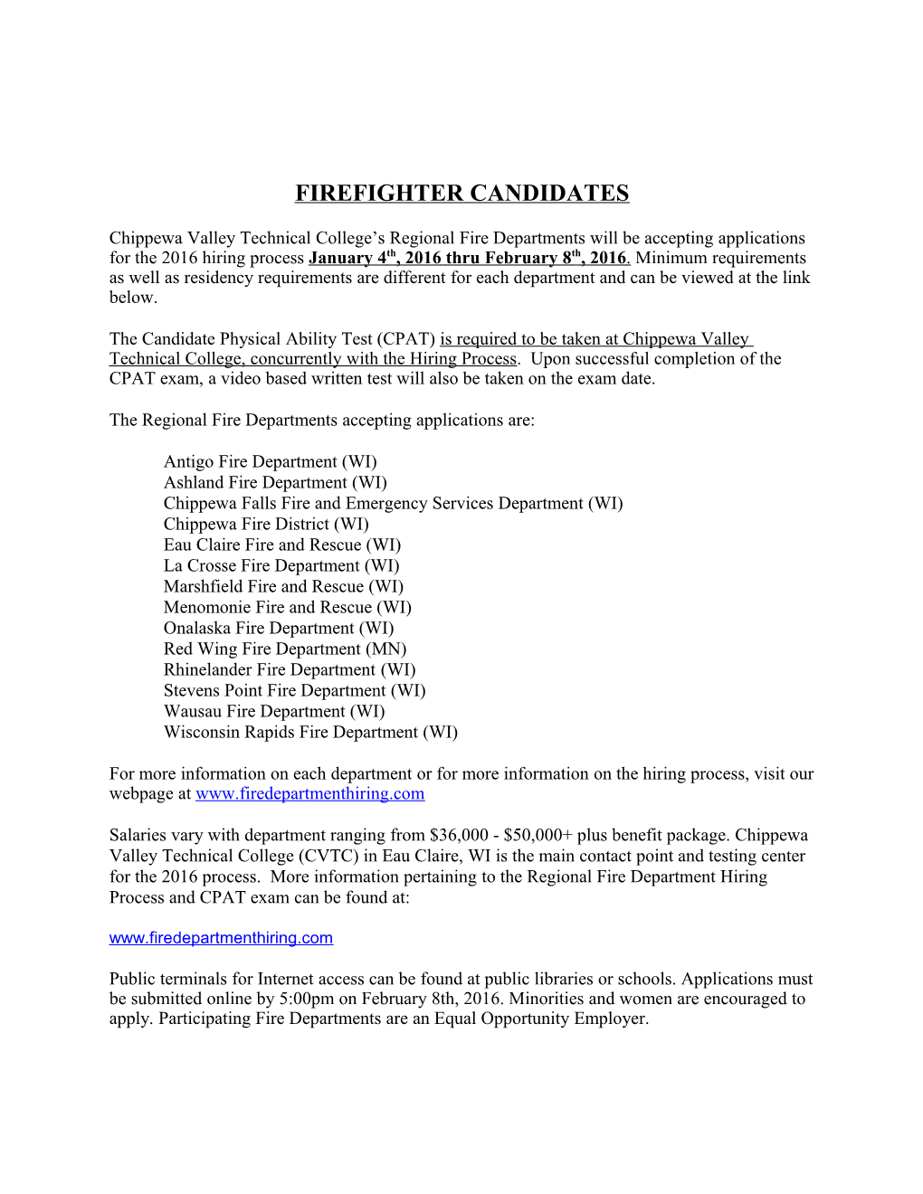 Firefighter Candidates