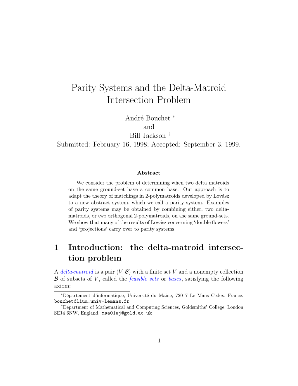 Parity Systems and the Delta-Matroid Intersection Problem