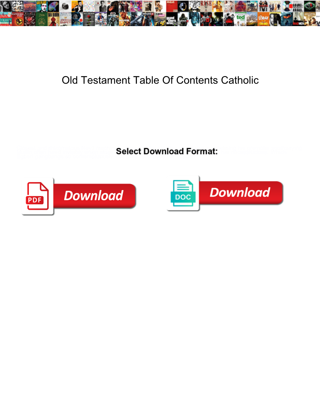 Old Testament Table of Contents Catholic