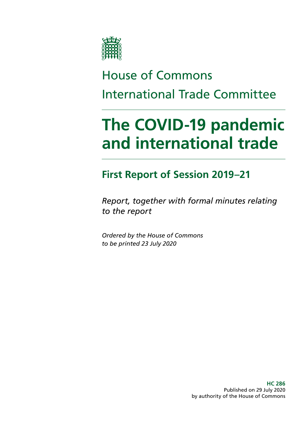 The COVID-19 Pandemic and International Trade