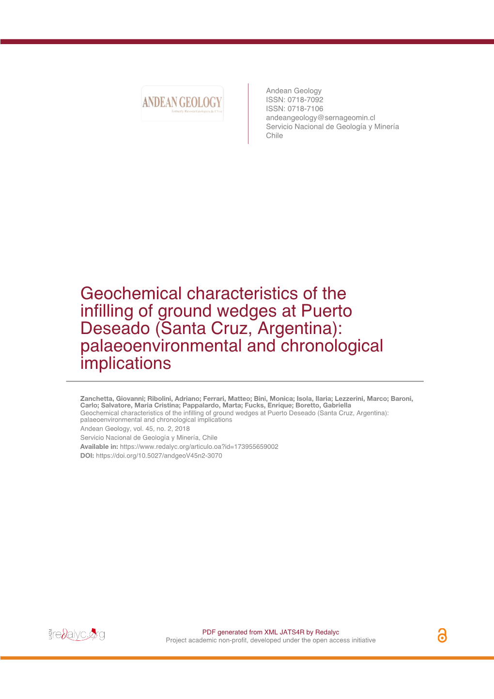 Geochemical Characteristics of the Infilling of Ground Wedges at Puerto Deseado (Santa Cruz, Argentina): Palaeoenvironmental and Chronological Implications