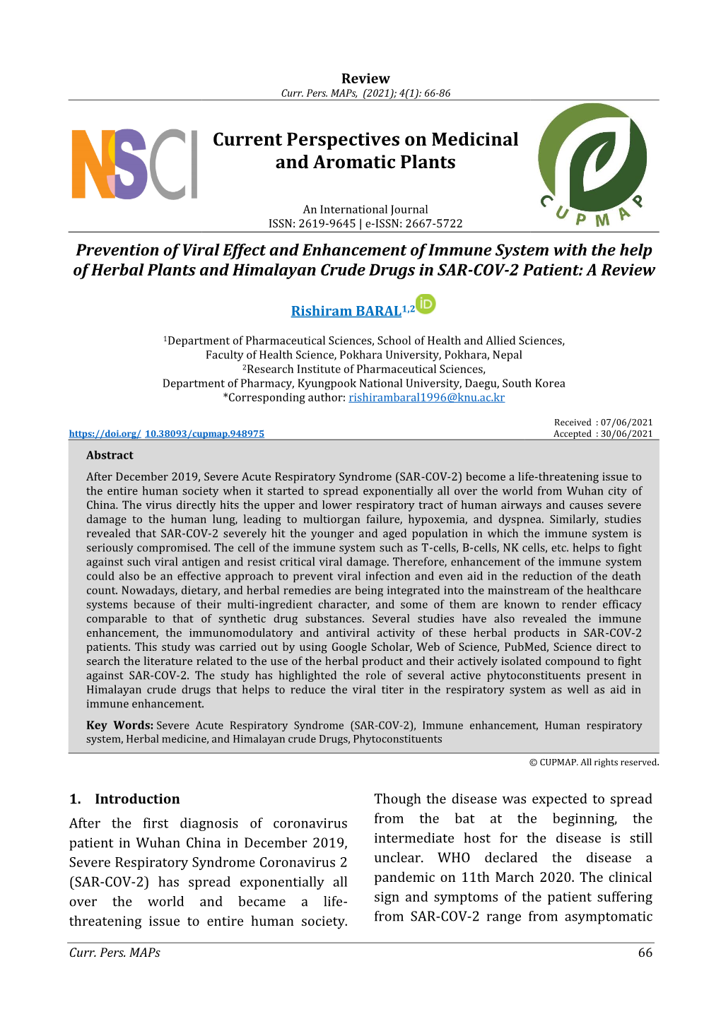 Current Perspectives on Medicinal and Aromatic Plants