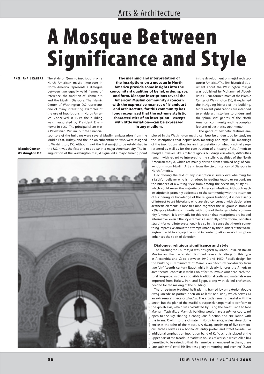 A Mosque Between Significance and Style