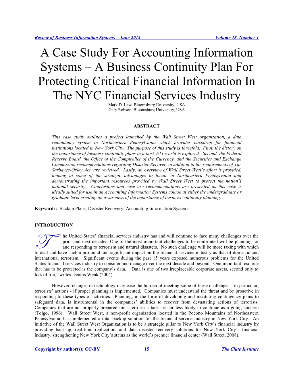 A Case Study for Accounting Information Systems