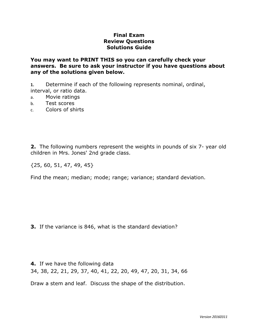 Final Exam Review Detailed Answers