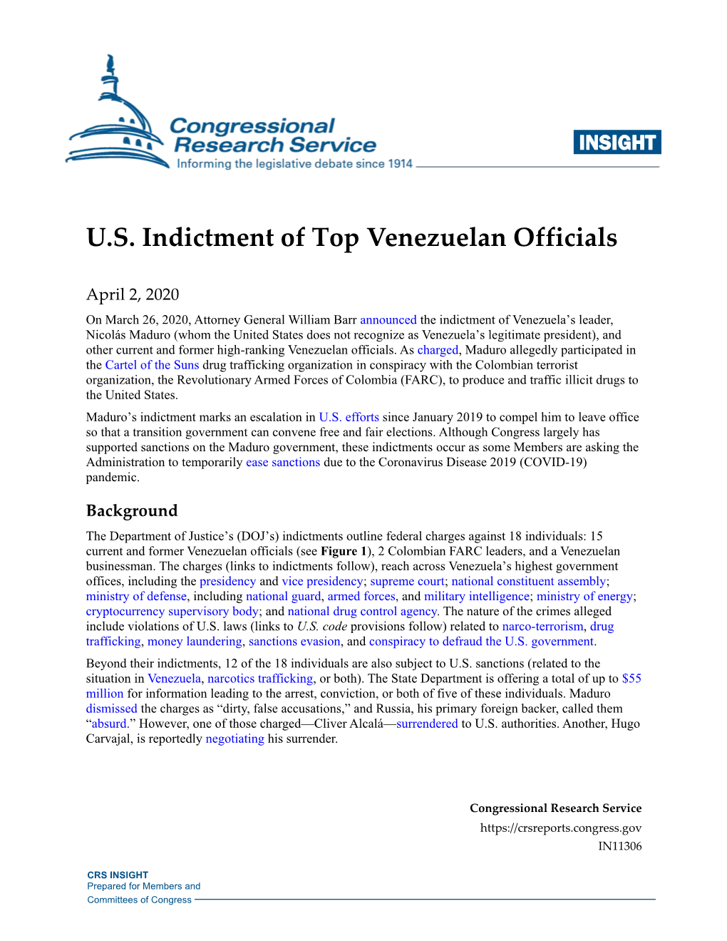 U.S. Indictment of Top Venezuelan Officials