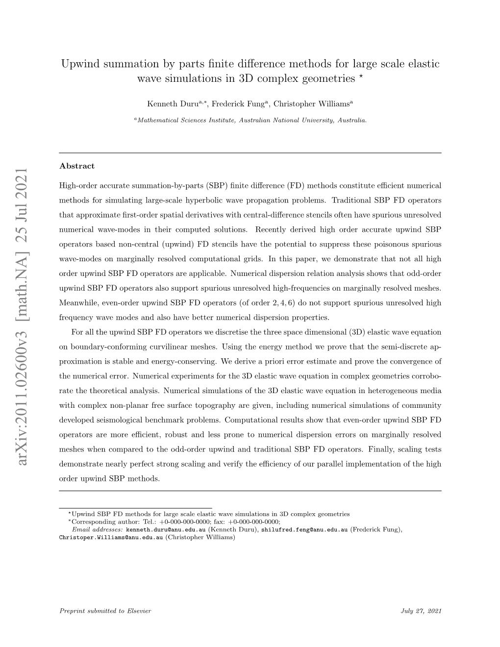 Upwind Summation by Parts Finite Difference Methods for Large Scale