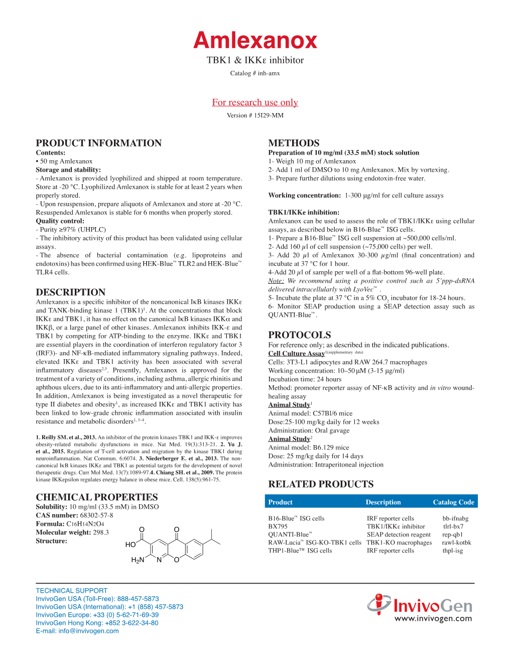 Amlexanox TBK1 & Ikke Inhibitor Catalog # Inh-Amx