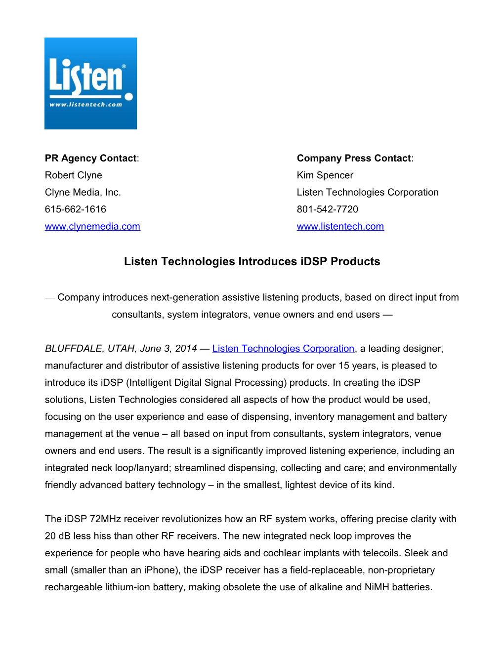 Listen Technologies Introduces Idsp Products