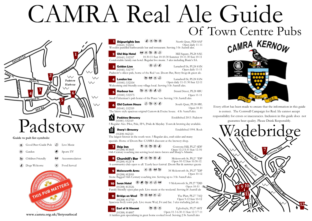 Padstow and Wadebridge Real Ale Pub Guide