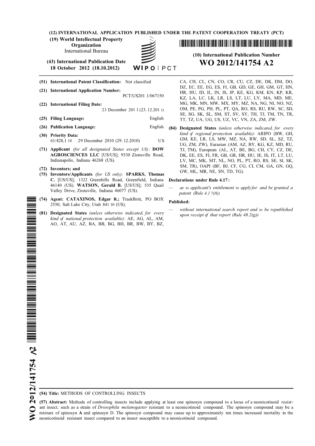 WO 2012/141754 A2 18 October 2012 (18.10.2012) P O P C T