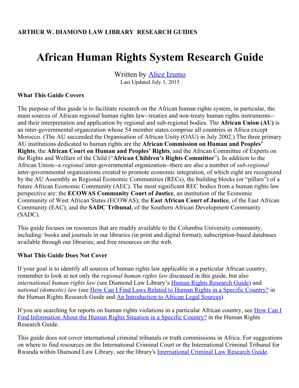 African Human Rights System Research Guide