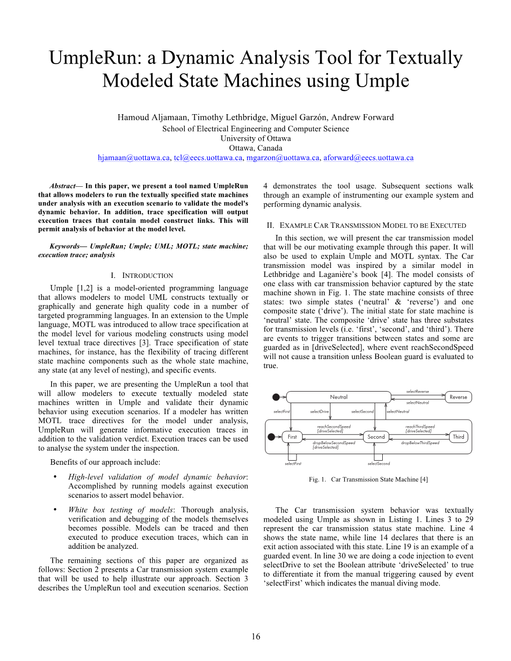 A Dynamic Analysis Tool for Textually Modeled State Machines Using Umple