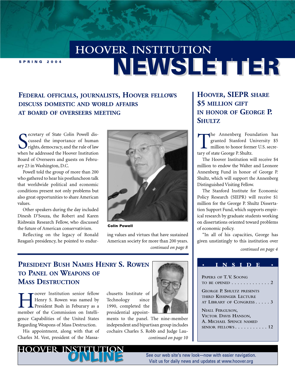 Hoover Institution Newsletter Spring 2004