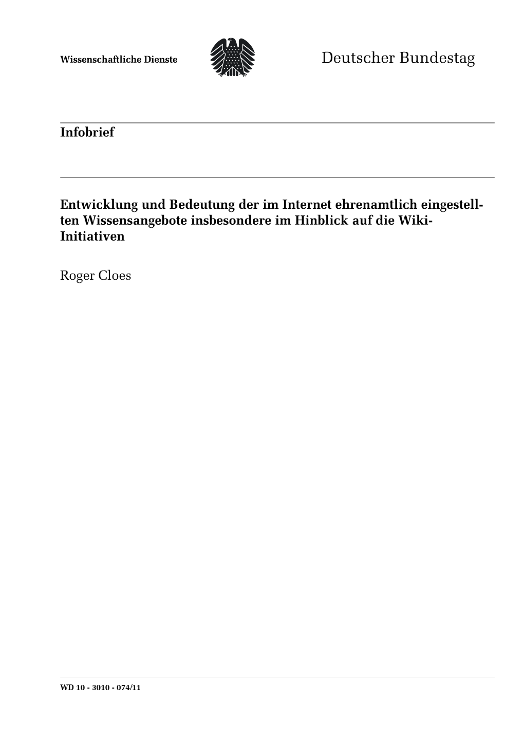 Initiativen Roger Cloes Infobrief