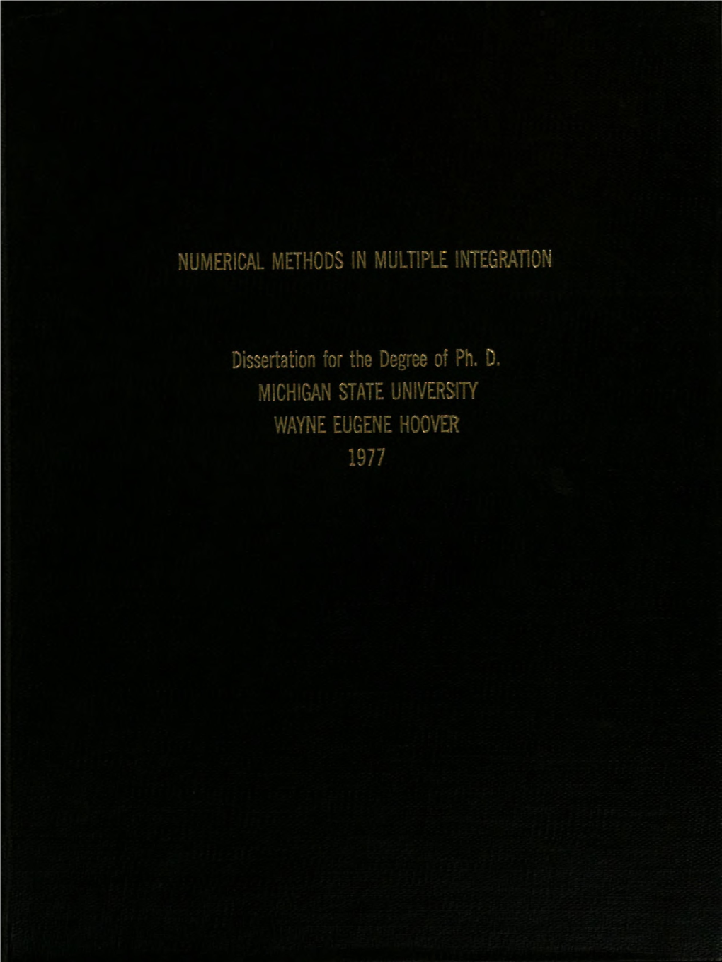 Numerical Methods in Multiple Integration