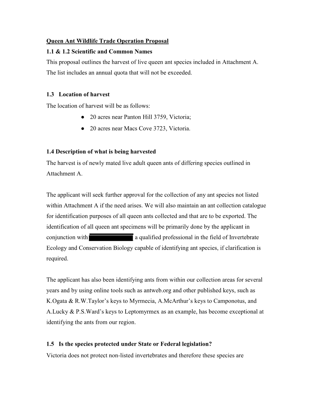 Queen Ant Wildlife Trade Operation Proposal