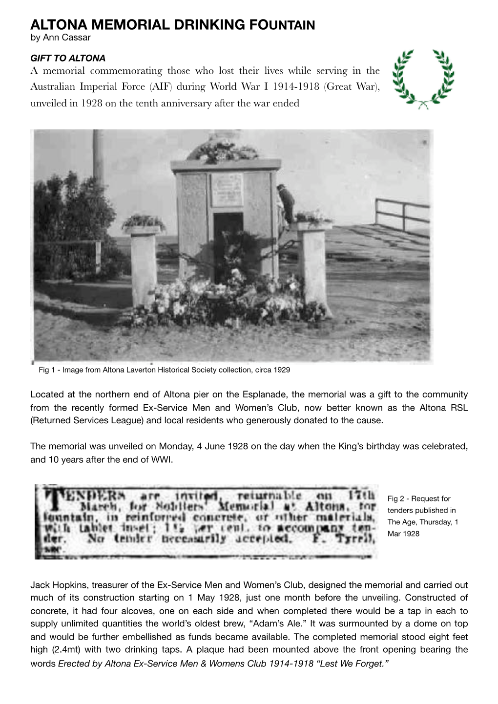 Altona War Memorials.Pages