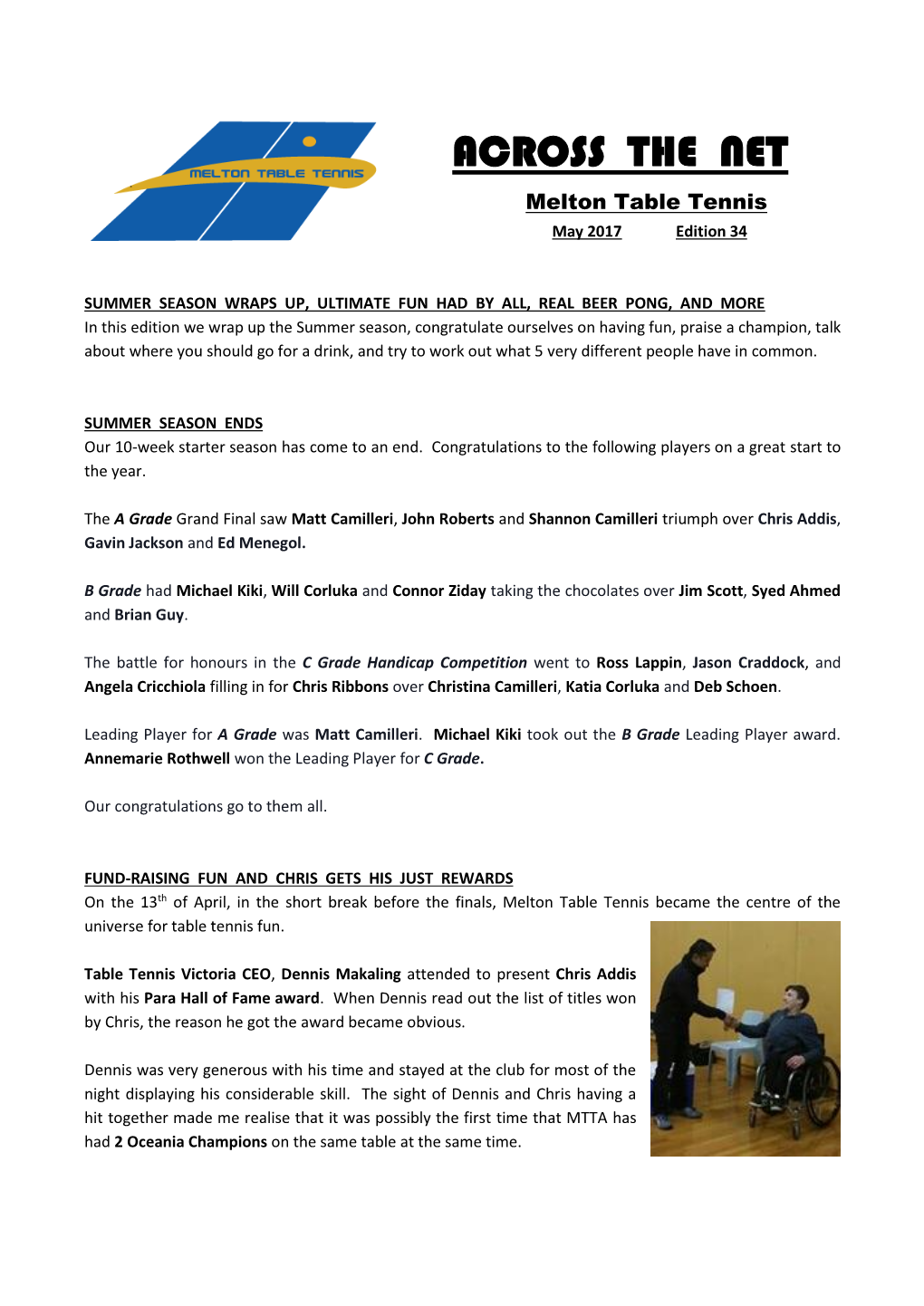 ACROSS the NET Melton Table Tennis May 2017 Edition 34