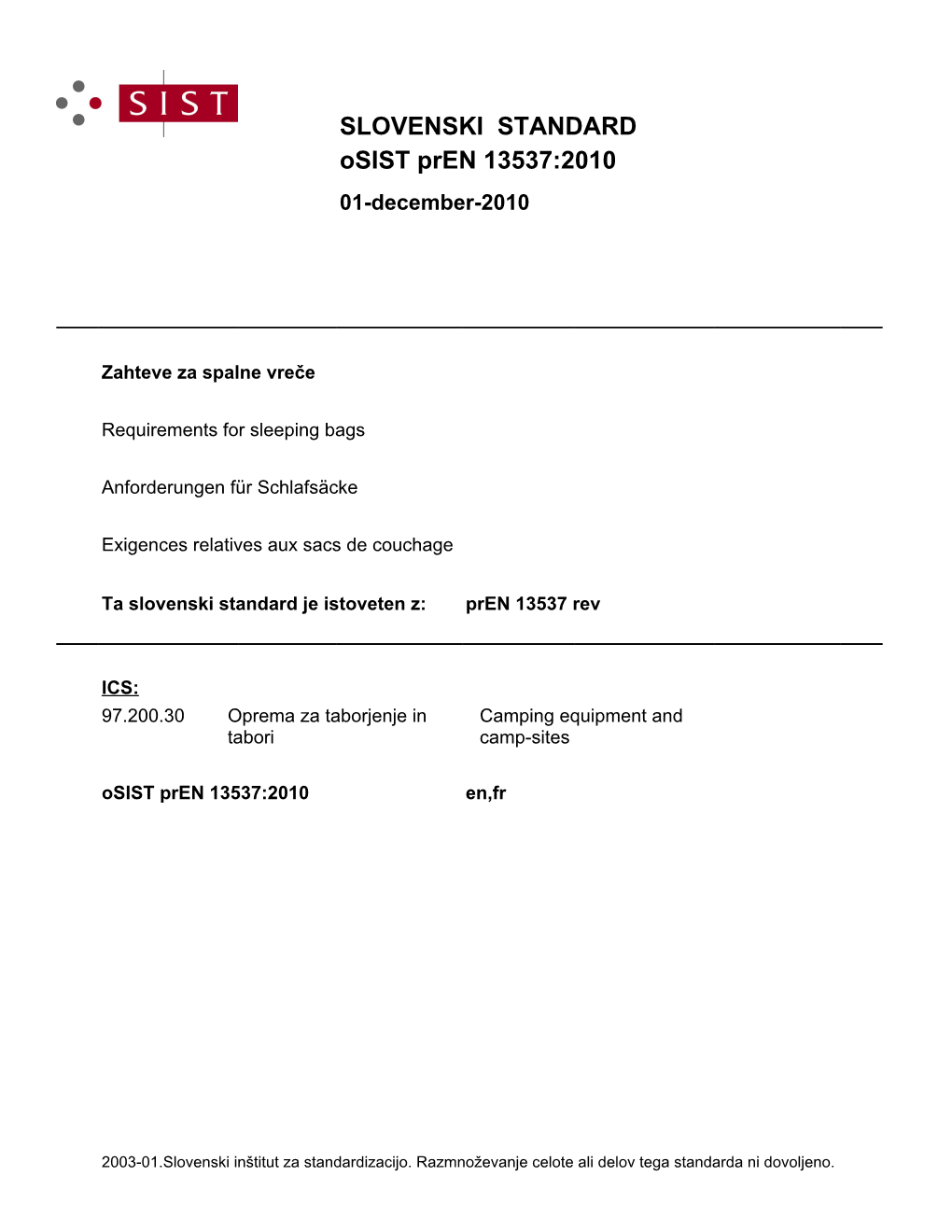 Osist Pren 13537:2010 SLOVENSKI STANDARD