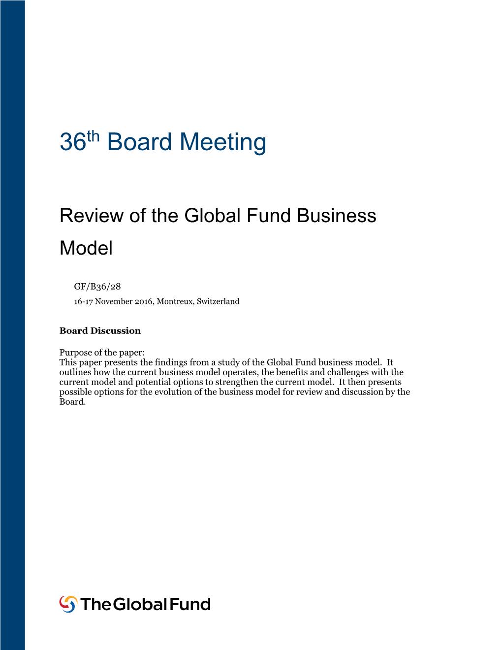 Review of the Global Fund's Business Model