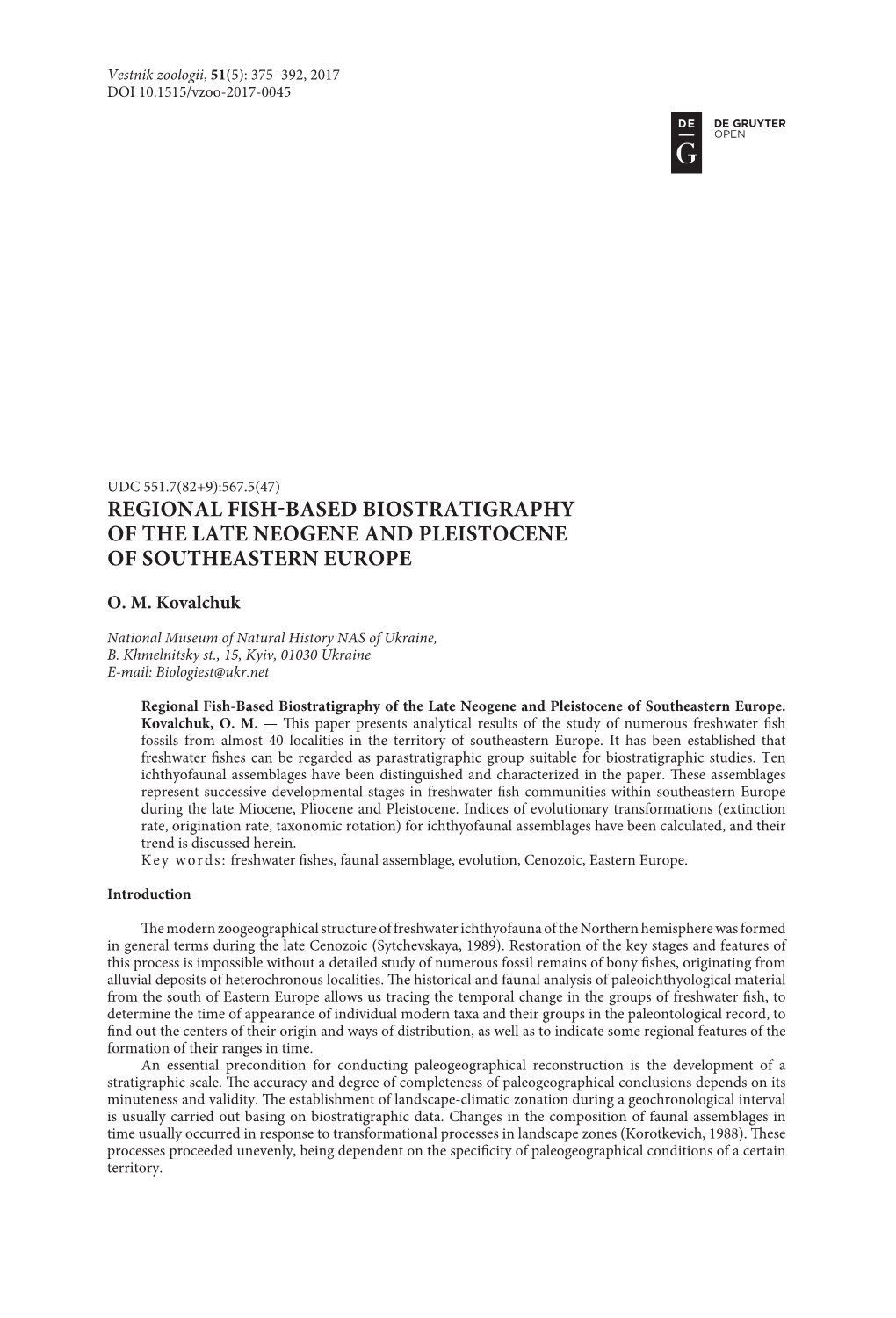 Regional Fish-Based Biostratigraphy of the Late Neogene and Pleistocene of Southeastern Europe