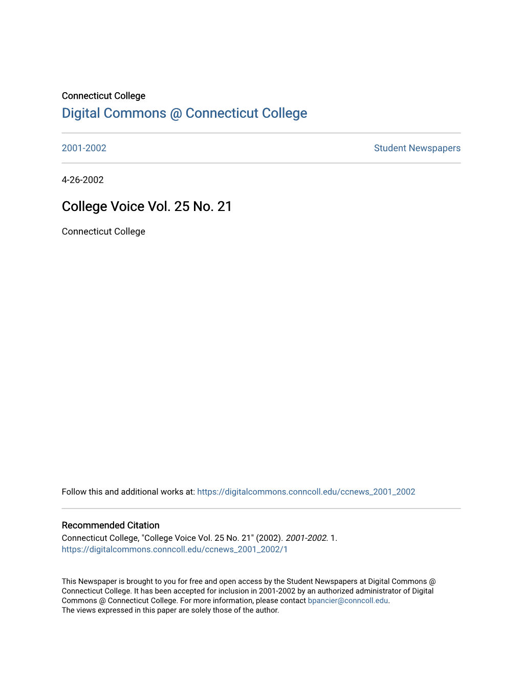 College Voice Vol. 25 No. 21