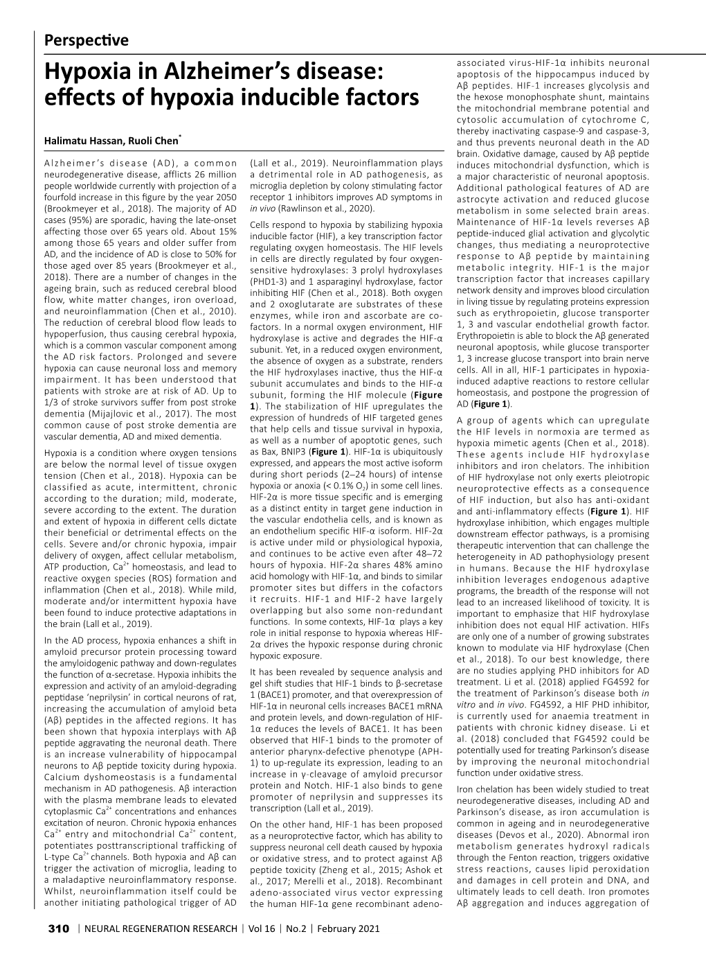 Hypoxia in Alzheimer's Disease: Effects of Hypoxia Inducible Factors