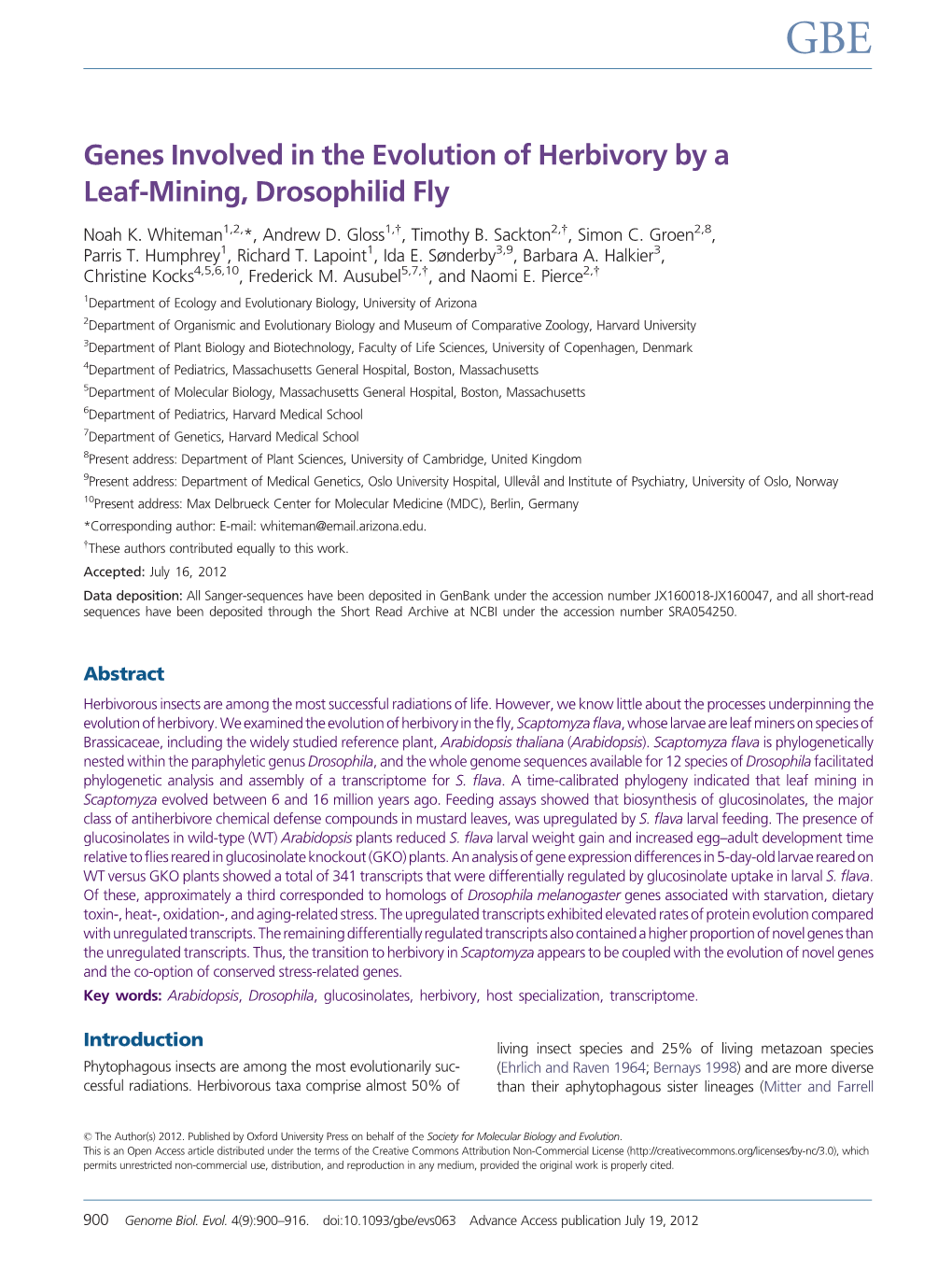 Genes Involved in the Evolution of Herbivory by a Leaf-Mining, Drosophilid Fly