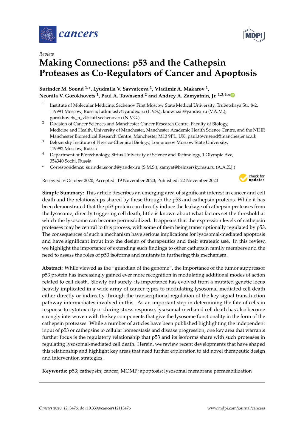 P53 and the Cathepsin Proteases As Co-Regulators of Cancer and Apoptosis