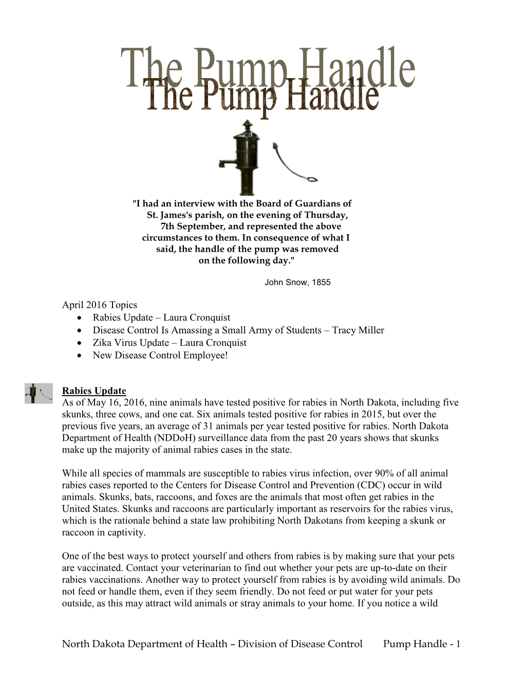 Division of Disease Control Pump Handle